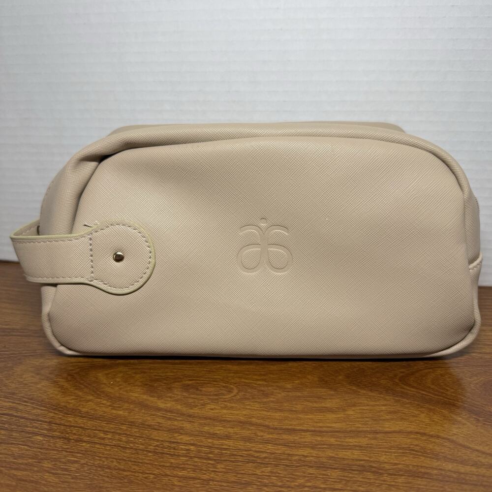 Arbonne Make Up Bag Beige Zip Skincare Health & Beauty Storage Travel NWOT